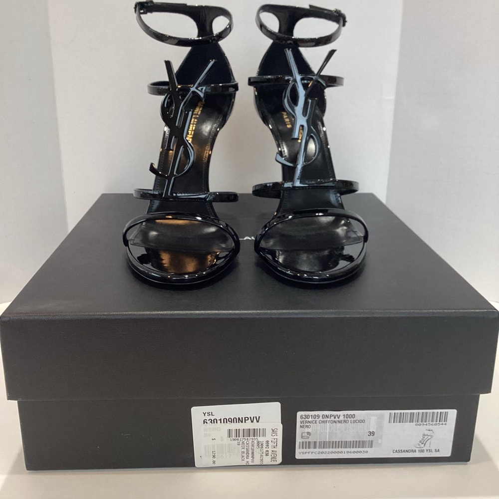 SAINT LAURENT CASSANDRA LEATHER SANDALS